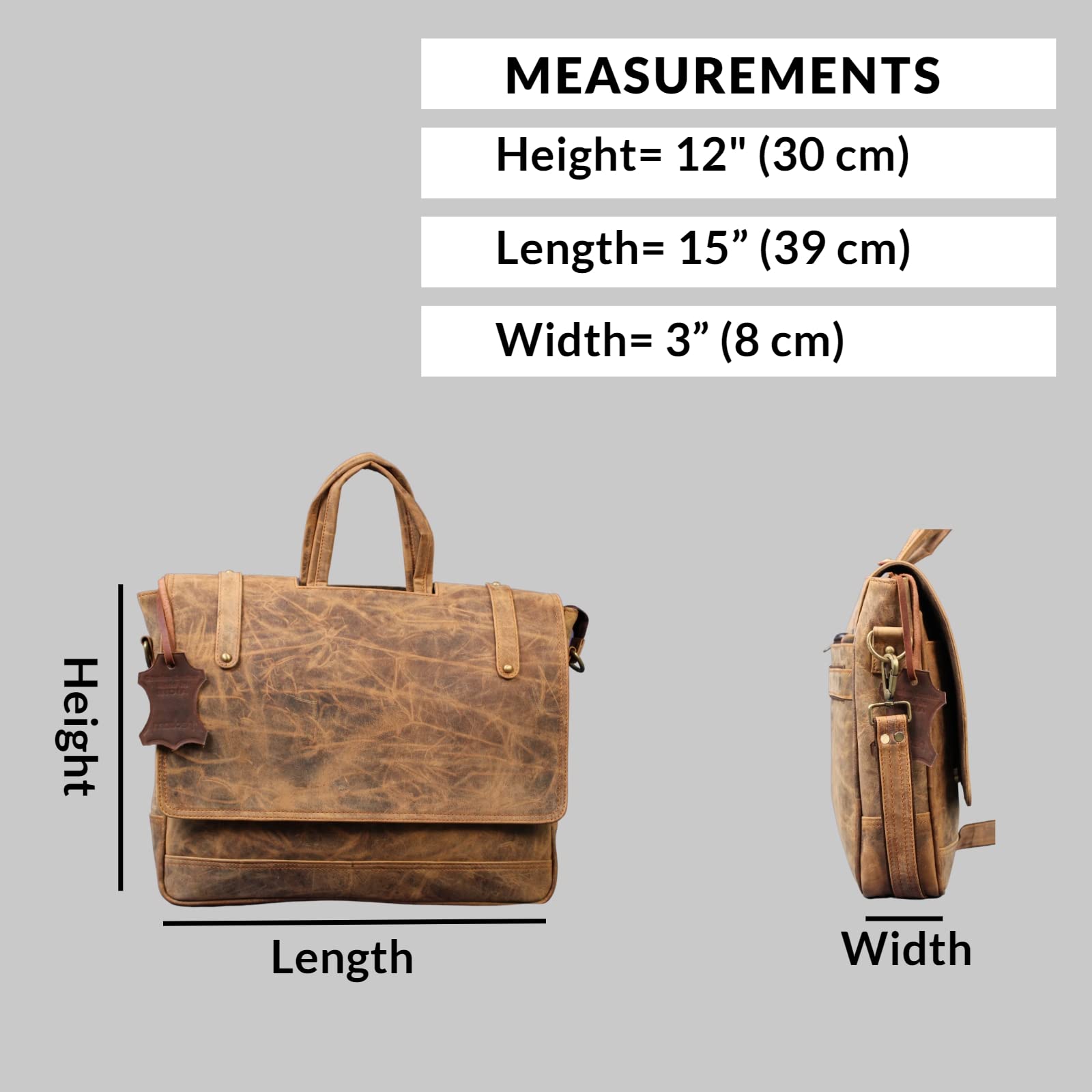Men's Briefcase Office Bag Genuine Buffalo Leather Messenger Bag Laptop Work Bag